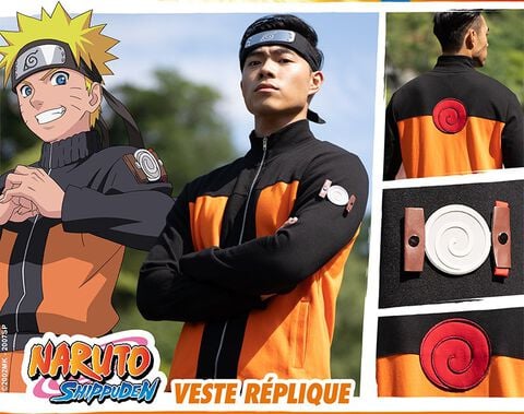 Veste Replique - Naruto - Homme Orange Et Noir Taille Xl